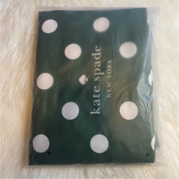 Kate Spade Green White Polka Dots Canvas Tote XL Reusable Shopping Beach Bag - Picture 2 of 3
